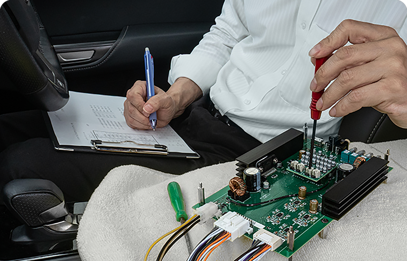 実際の車内でチューニング